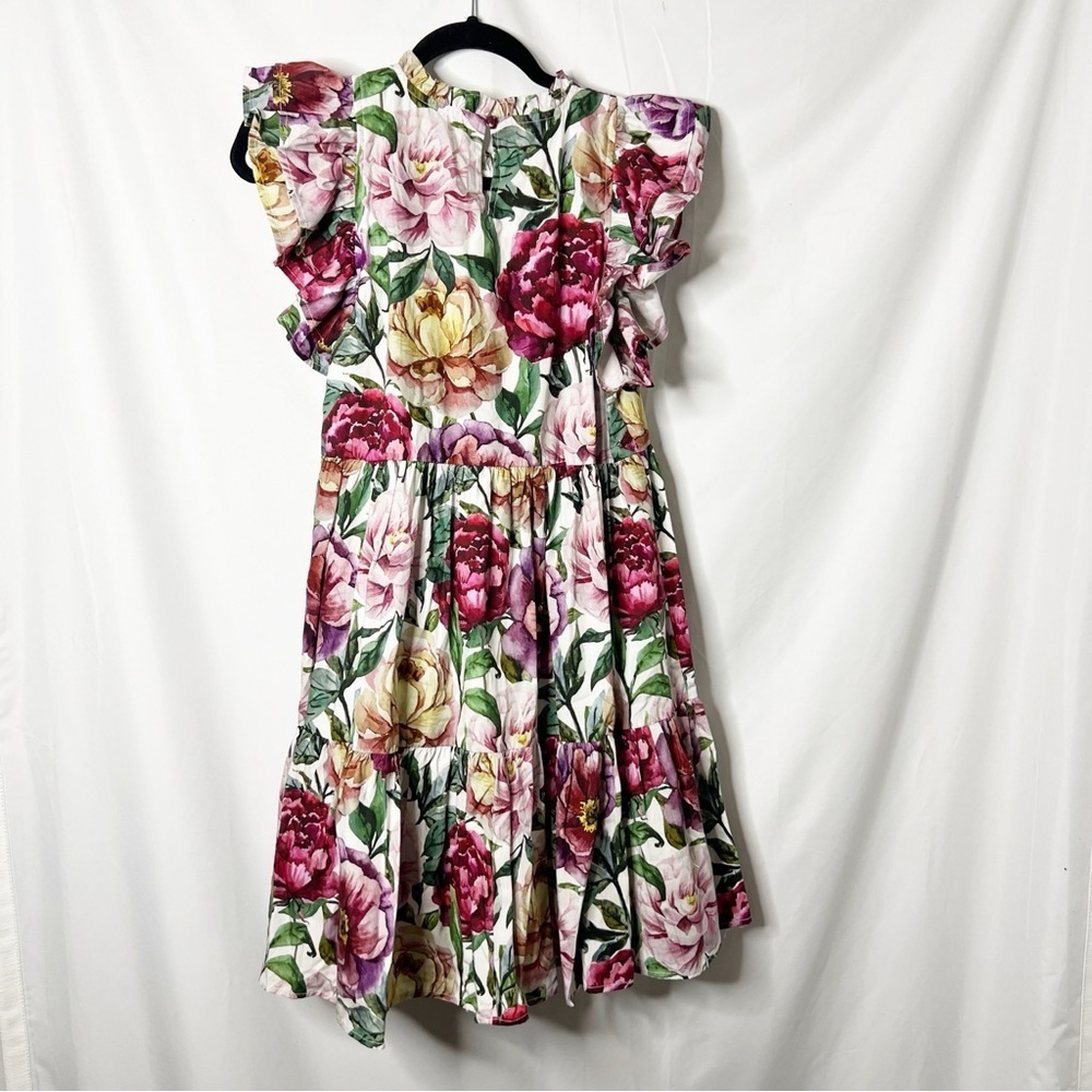 NEW with tags Aura Floral Tiered Mini Dress with Ruffle Sleeves Size Small - Picture 2 of 5